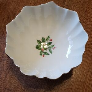 Lenox Holiday Bowl with Gold Trim